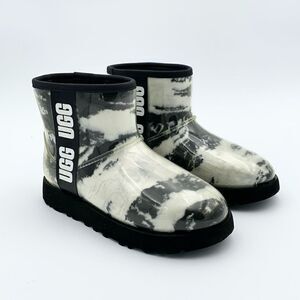 Ugg classic mini marble black and white winter rain boots